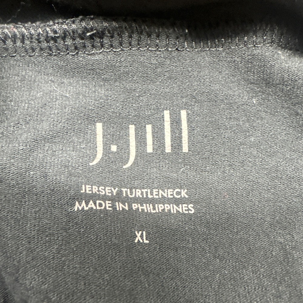J. Jill Jersey‎ Turtleneck Shirt Top Size XL Black Stretch Layering Minimalist - Picture 2 of 5